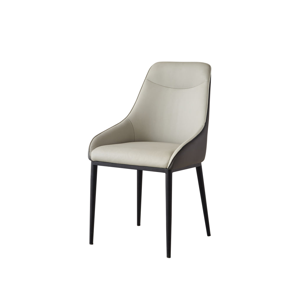 Dining Chair Modern PU Leather Dining Room Chair with Sturdy Metal Legs, Upholstered Seat Dinner Chairs Accent Side Chairs for Indoor Kitchen Living Room (Black and Gray, Set of 2)