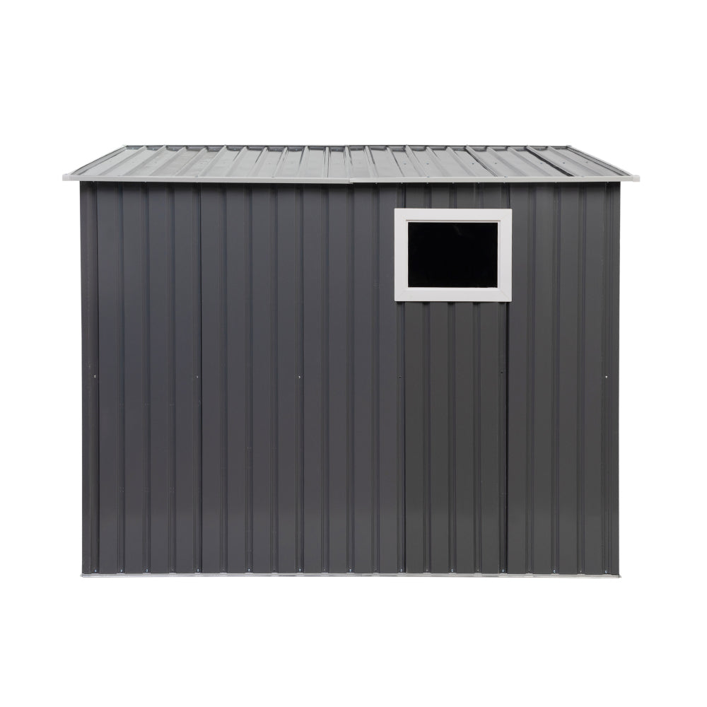 7.5 x 4.5 FT Outdoor Storage Shed, Metal Garden Shed with Lockable Door, Window, Sloped Roof, Backyard Tool Bike House, Weatherproof, Gray