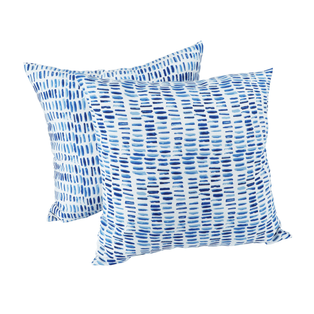 2 Pack Outdoor Throw Pillows, Patio Cushions Simulated Straw Weaving Strip)for Garden, Porch, Poolside Furniture - Soft & Comfortable Decorative Pillow Covers (18x18 Inch,Blue)