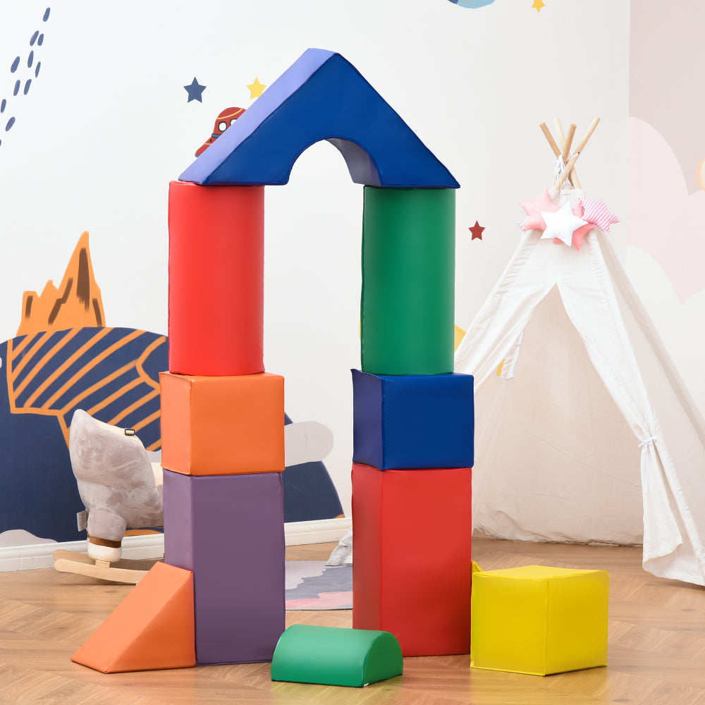 Soozier Foam Climbing Blocks for Toddlers, 11-Piece Baby Soft Foam Play Set, Climb and Crawl Activity Playset Building Blocks for Aged 1-3 Years Old Boys & Girls, Assorted