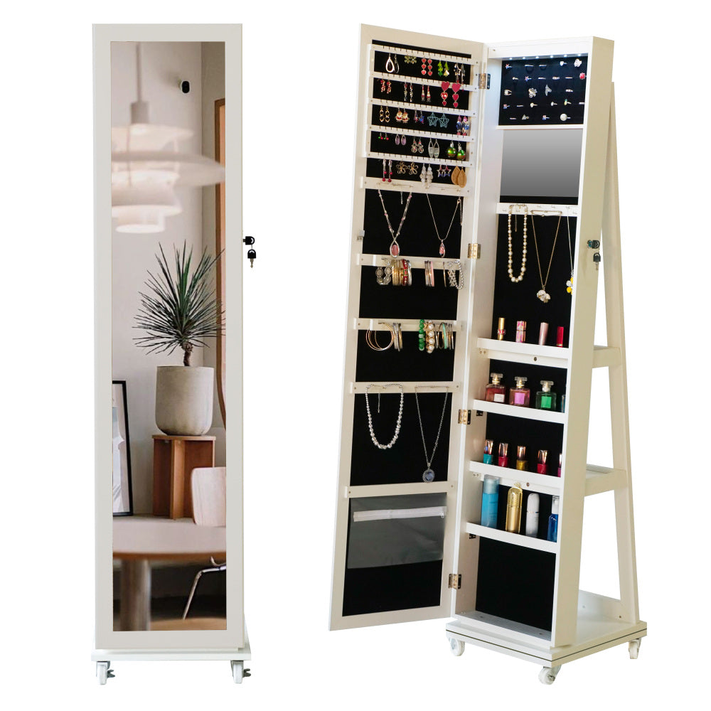 Full Length Mirror 360° Swivel Jewelry Cabinet