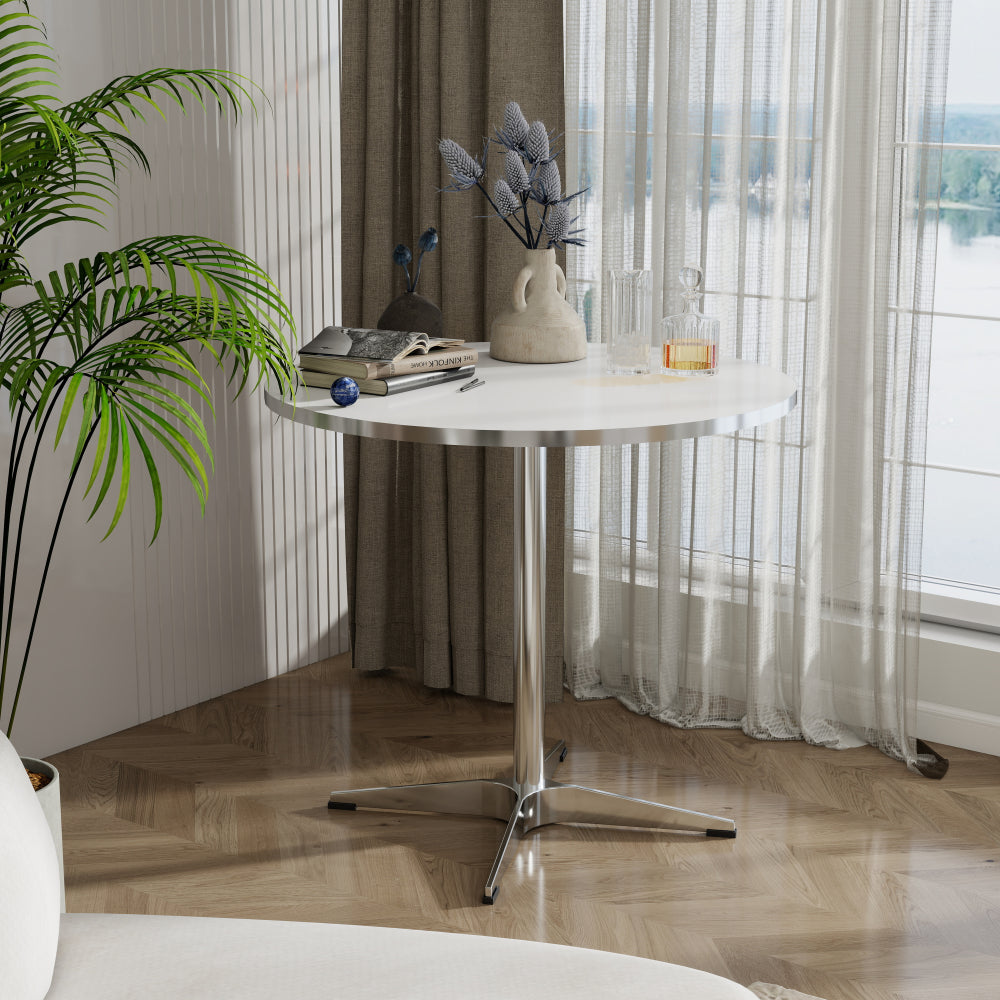 Modern circular dining table and small tea table, with a minimalist style, suitable for use in family dining rooms, kitchens, and living rooms