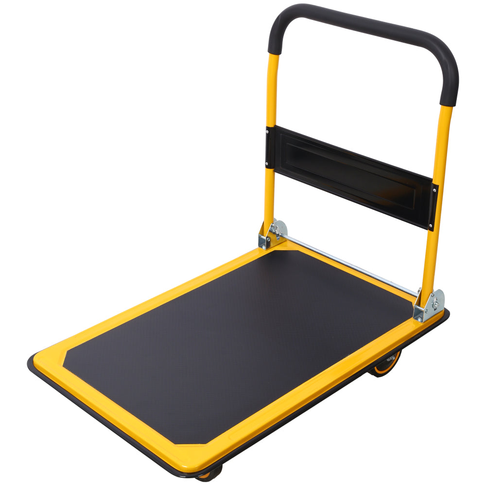 Foldable Platform Truck Push Dolly 660 lb. Weight Capacity Black and Yellow