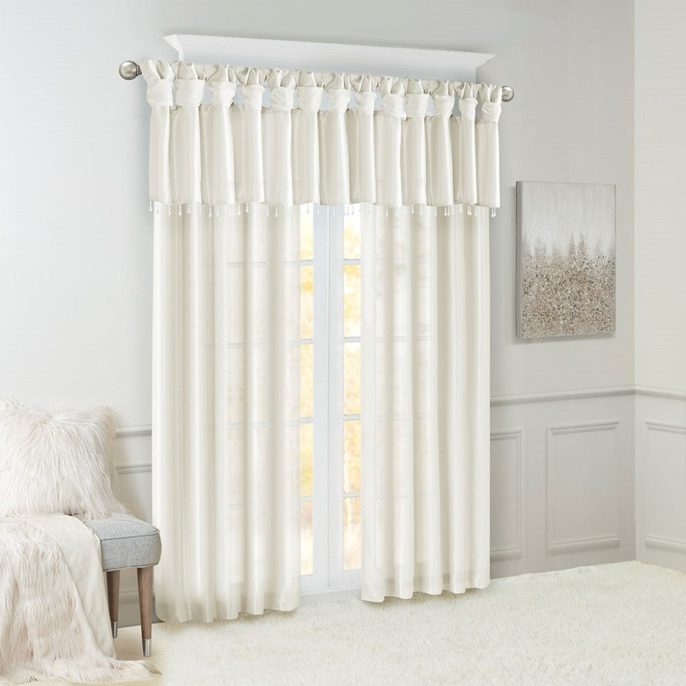 Twist Tab Lined Window Curtain Panel White 50x120"