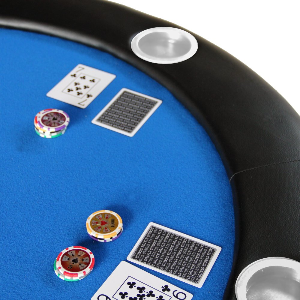 Folding Poker Table Top for 10 Players Tri-Fold Texas Holdem Blackjack Casino Game Tabletop Blue