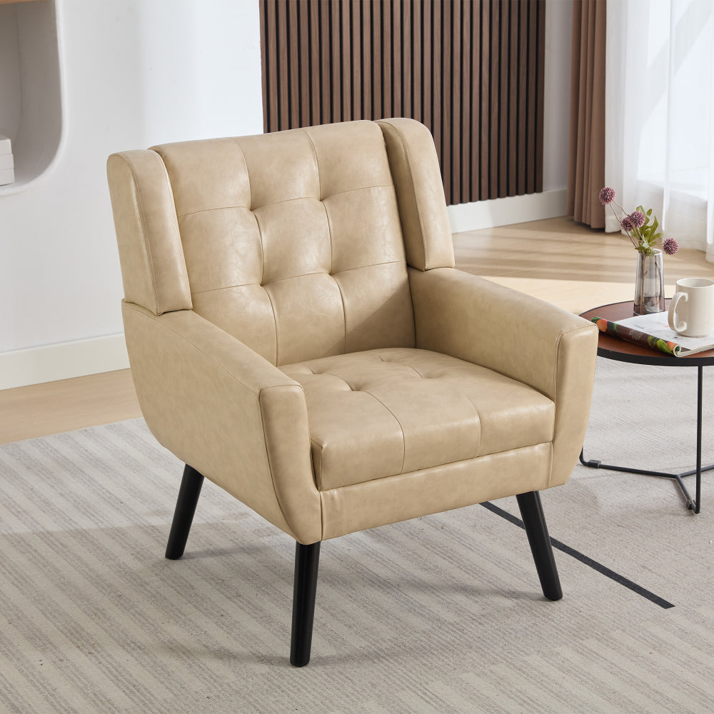 Modern Soft Teddy  Material Ergonomics Accent Chair Living Room Chair Bedroom Chair Home Chair With Black Legs For Indoor Home-Grey Teddy Fabric