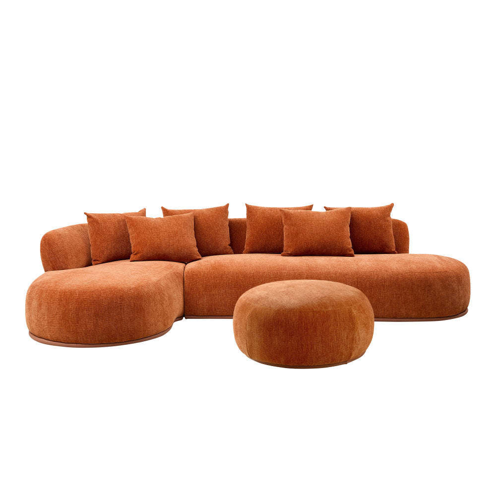 134.63" Oversize Sectional Couch with L-Shape Chaise, Modern Upholstered Sofa with Deep Seat for Living Room, No Assembly Required, Beige