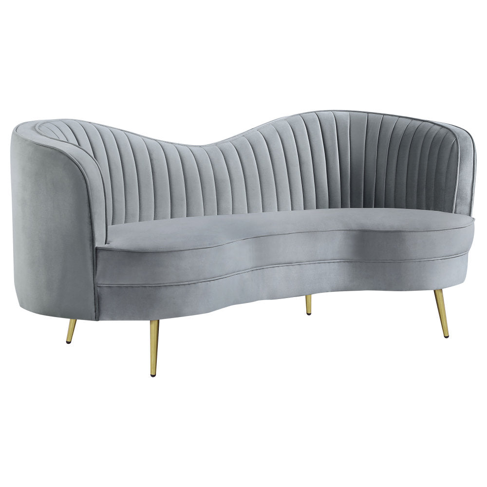 Reigha Grey and Gold Upholstered Loveseat