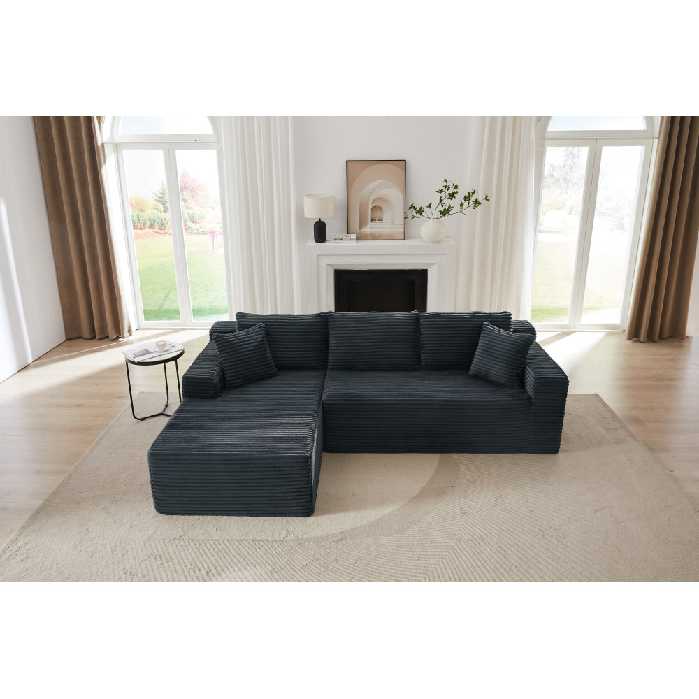 L-Shaped Cloud Sectional Sofa with Deep Seat,No Assembly Required,Modular Couches Sleeper for Living Room,Bedroom,Apartment,Dark Grey