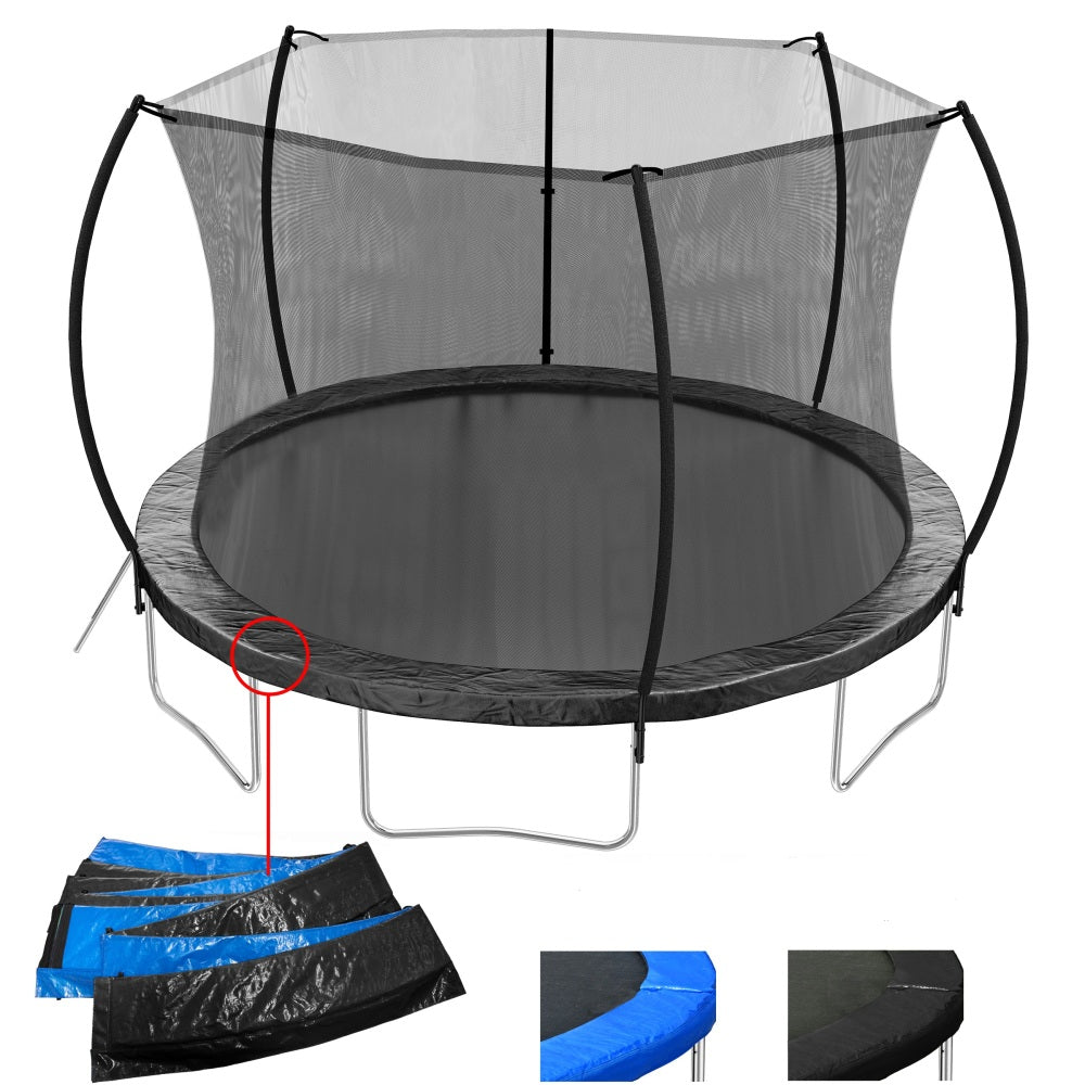 12FT Trampoline (Double-side color pad) ,  Trampoline for Kids and Adults with Enclosure Net and Ladder,Curved fence pole