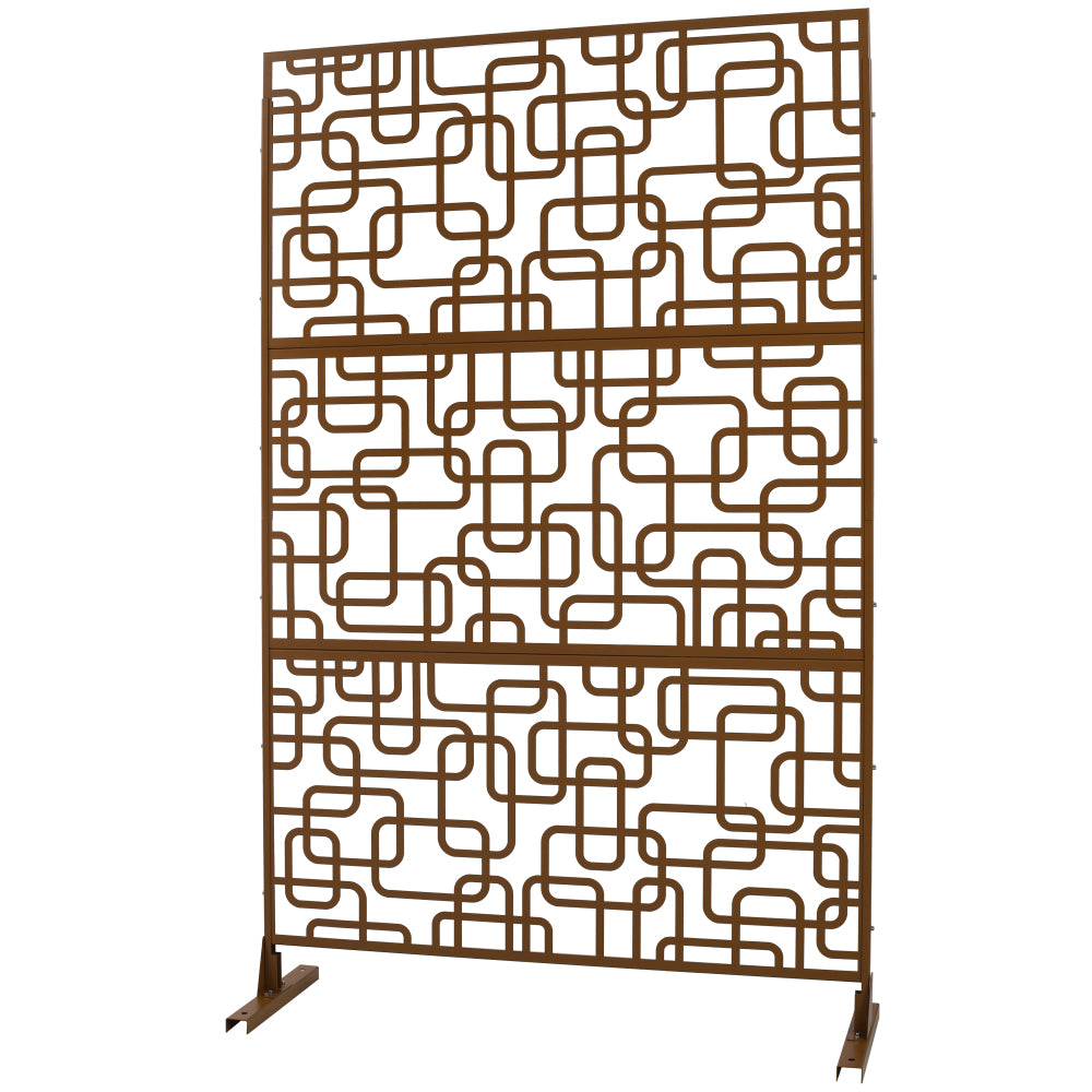 Outdoor & Indoor Privacy Screen Metal Privacy Screen 76" H×48" W, Freestanding Decorative Privacy Screen for Deck Balcony Patio, Privacy Fence Panels for Outside Lawn Garden PS114 BROWN