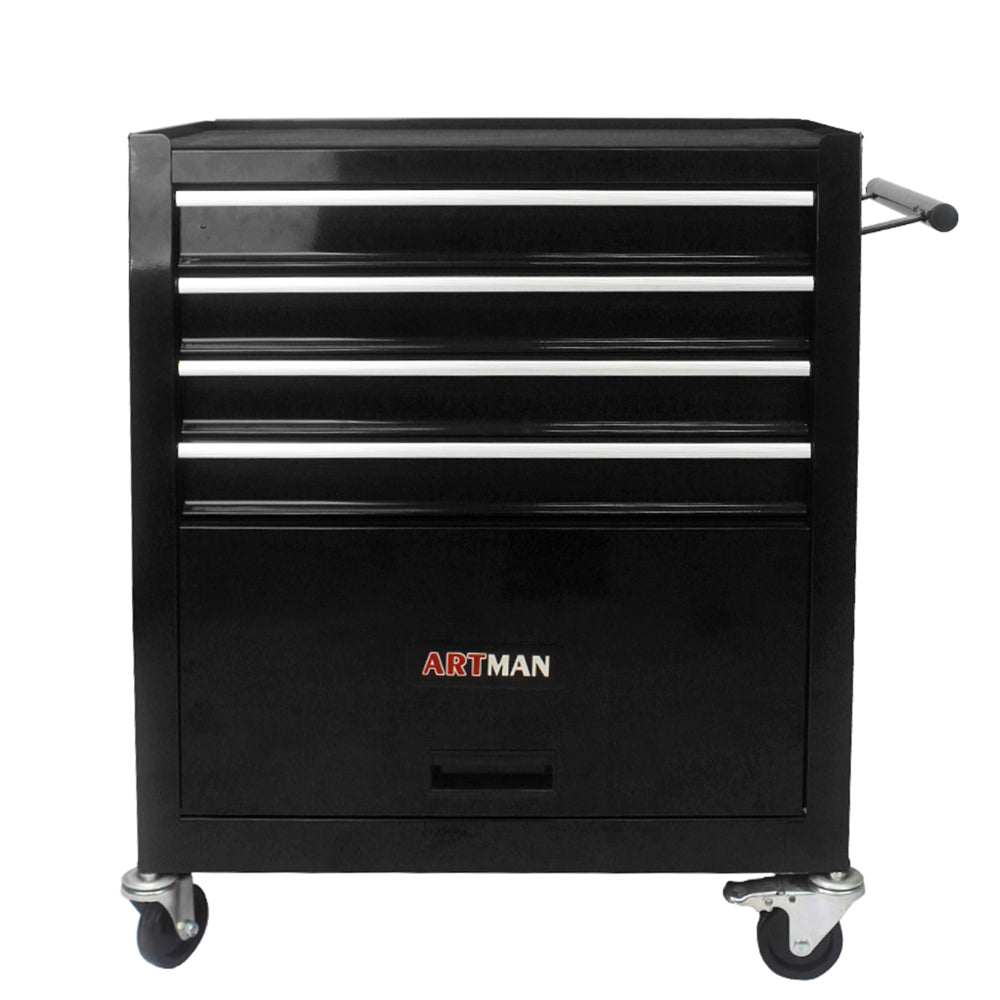 4 DRAWERS MULTIFUNCTIONAL TOOL CART WITH WHEELS-BLACK