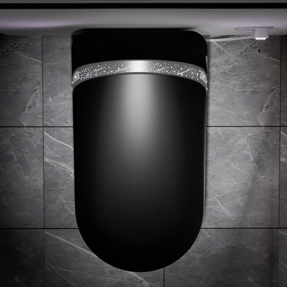 Starry Night Light Smart Toilet with Bidet Built In,  Modern Design For  Bathroom, Auto Open/Close Seat, Foot Sensor, LED Display,Night Light, Warm Water & Dryer,Matte Black