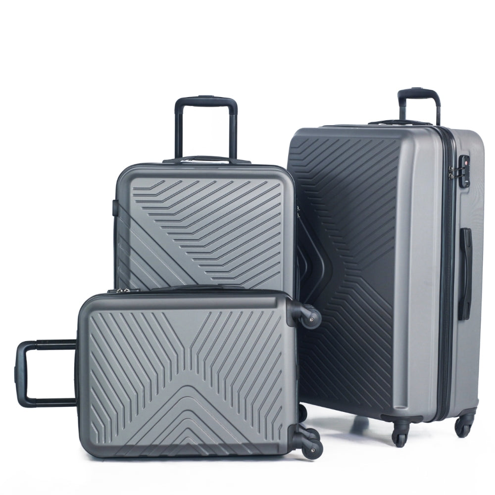3 Piece Luggage Sets ABS Lightweight Suitcase with Two Hooks, Spinner Wheels, TSA Lock, (20/24/28), Yellow
