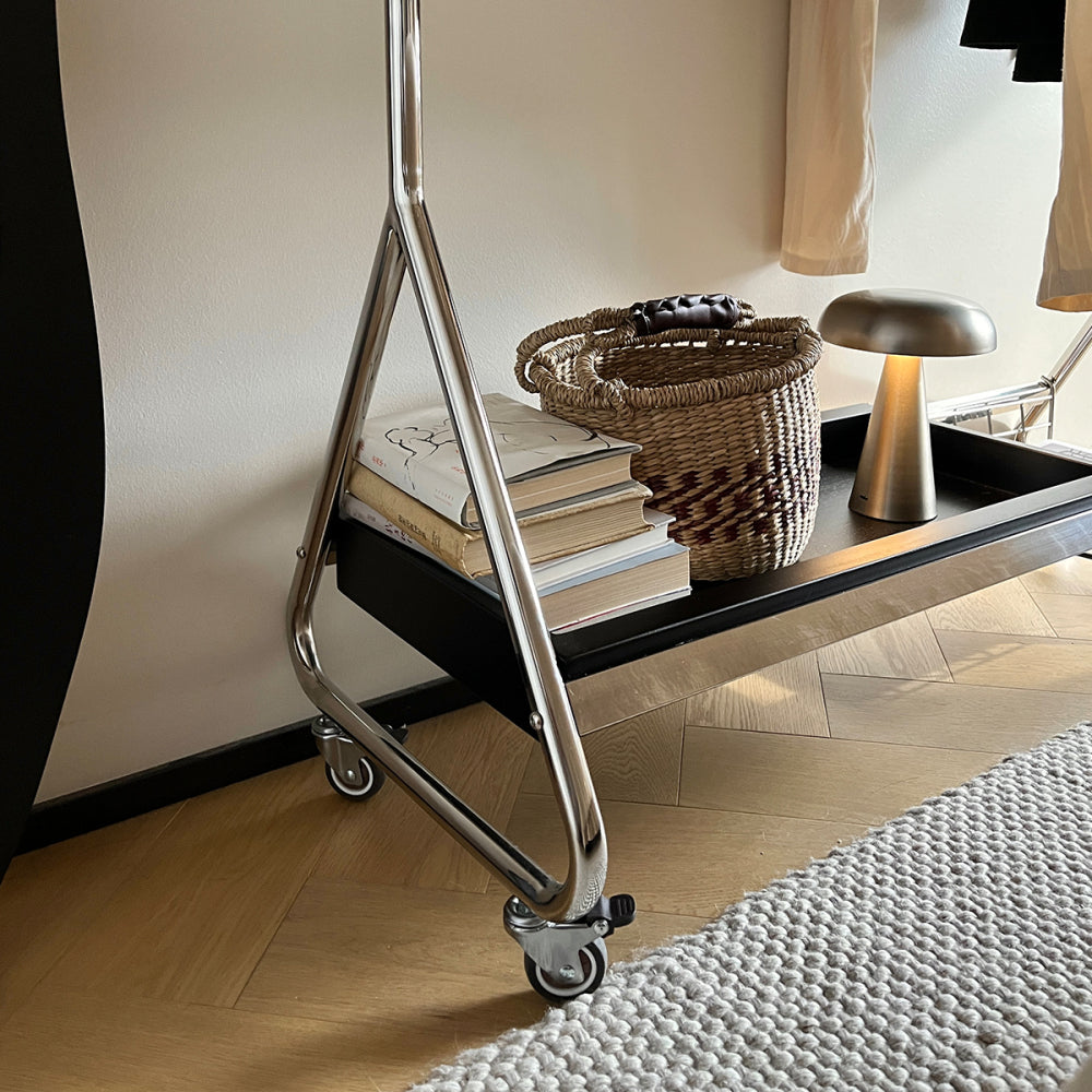 Leon clothes hanger (black) antique American clothes and hat rack retro home portable stainless steel bedroom floor storage shelf