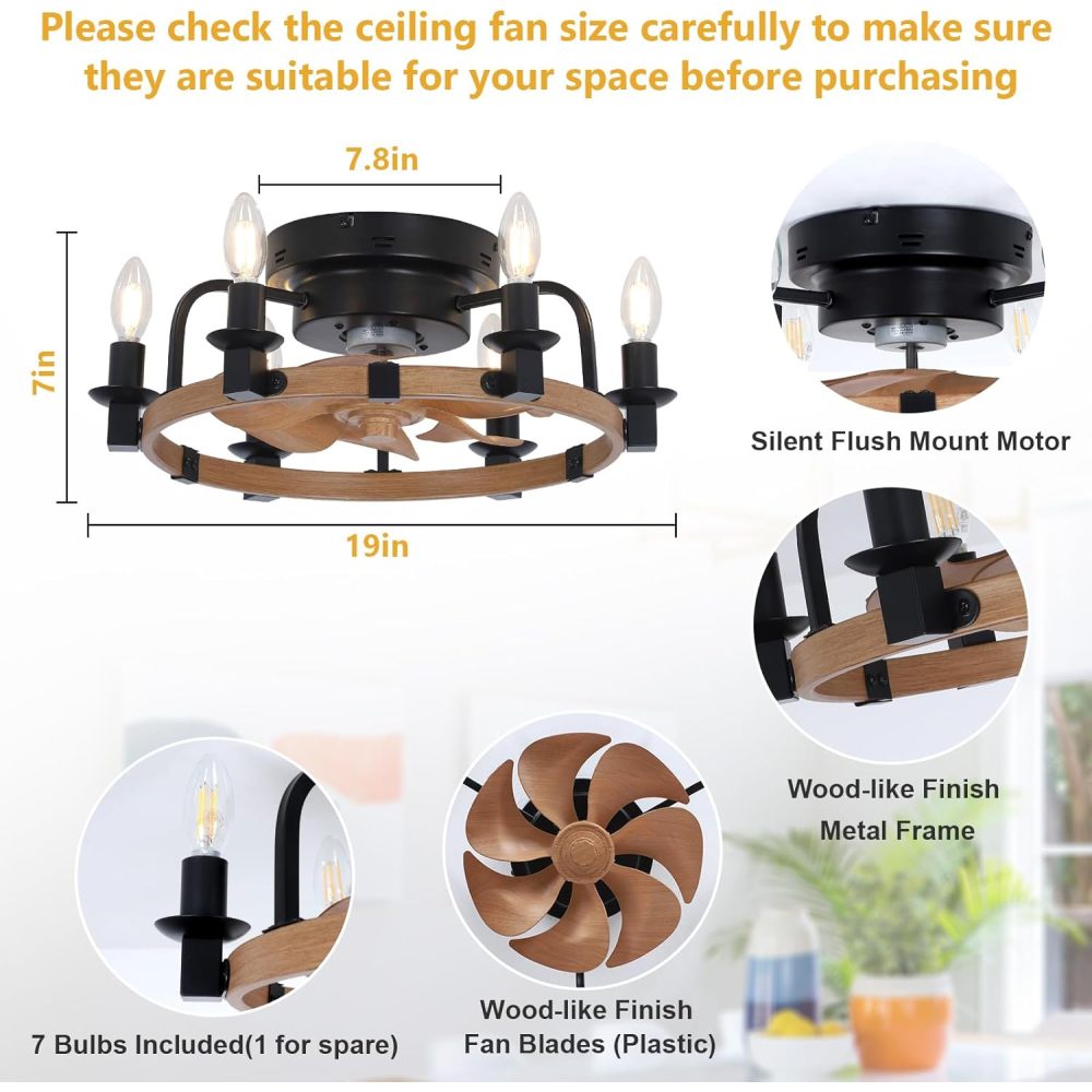 Dimmable Ceiling Fans with Lights and Remote