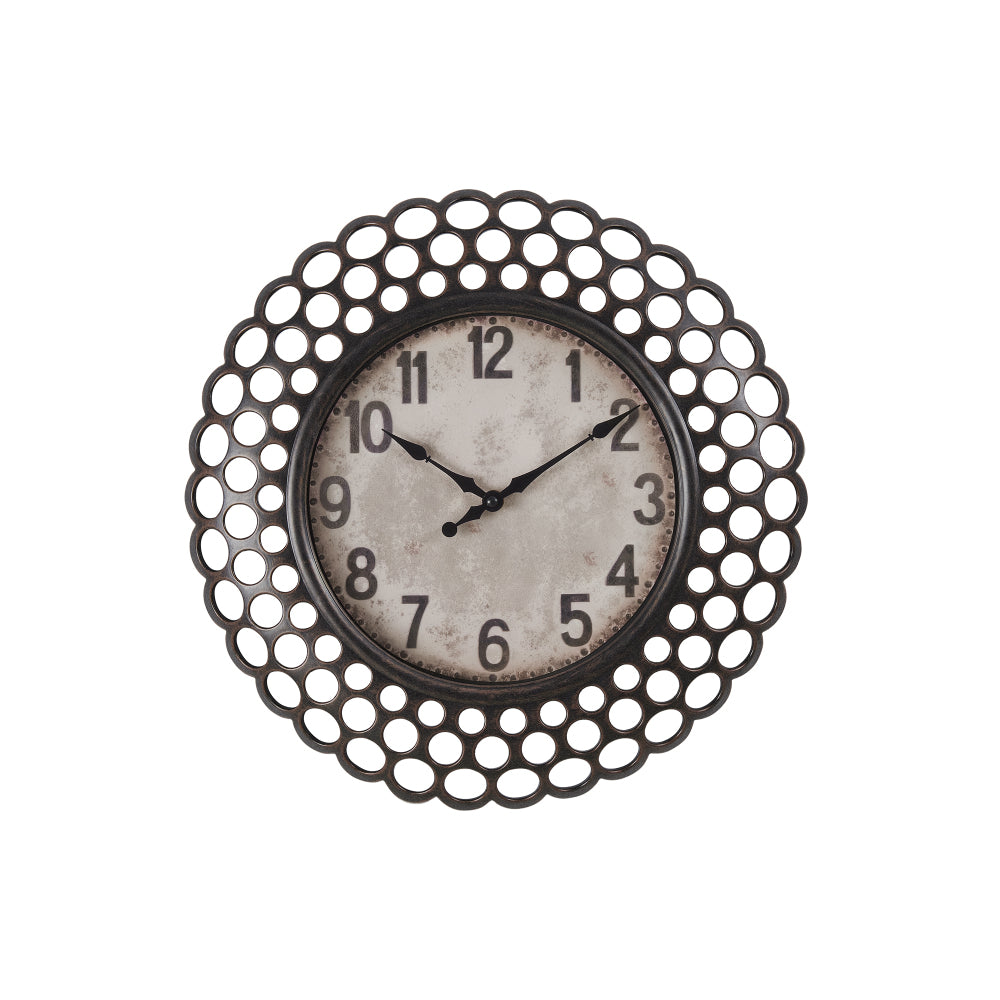 Clocks, 16" Round, Wall Clock, Dark Brown, Transitional