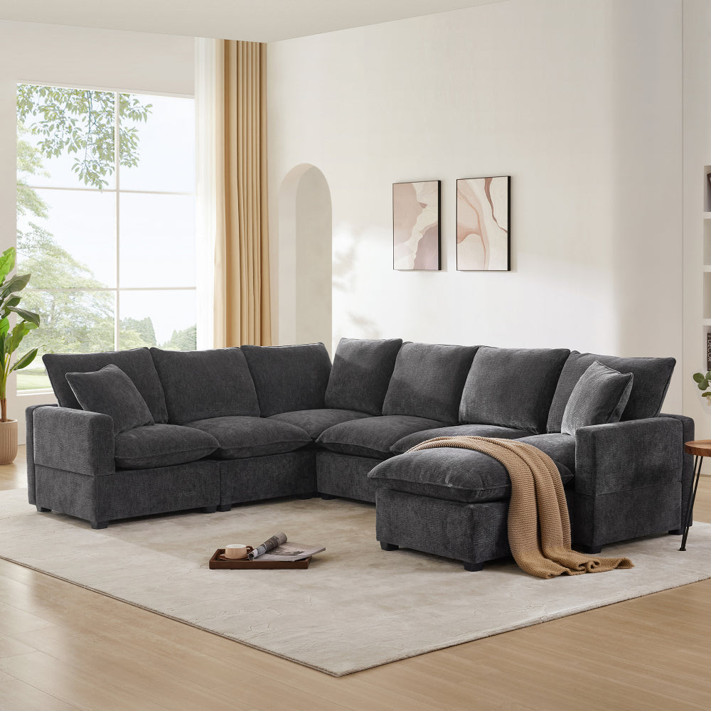 26*26" Ottoman Module for Modular Sectional Sofa,Wide Seat,Chenille,2 Colors