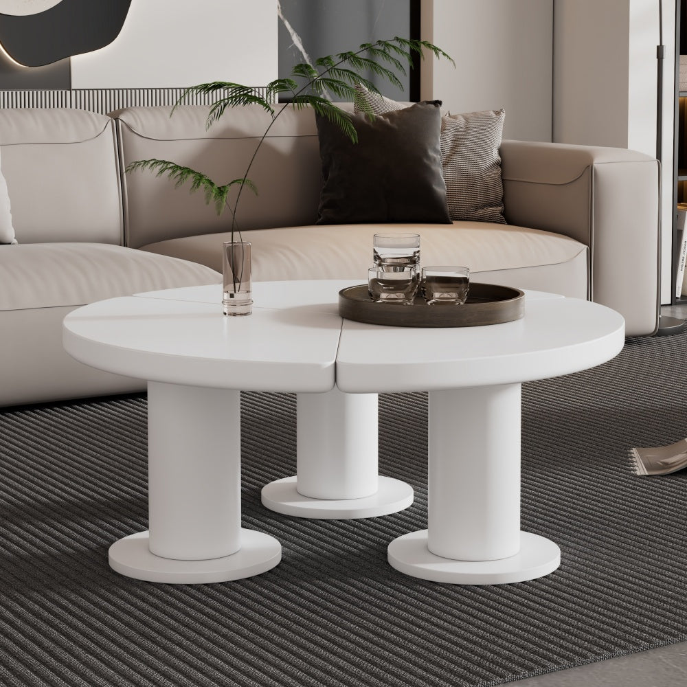 ON-TREND 44'' x 25.9'' Easy Assembly Cloud Coffee Table with 1.5'' Thick Tabletop, Cream Style Irregular End Table with 3 Sturdy Legs, Sleek Center Table with Round Edge for Living Room, Black