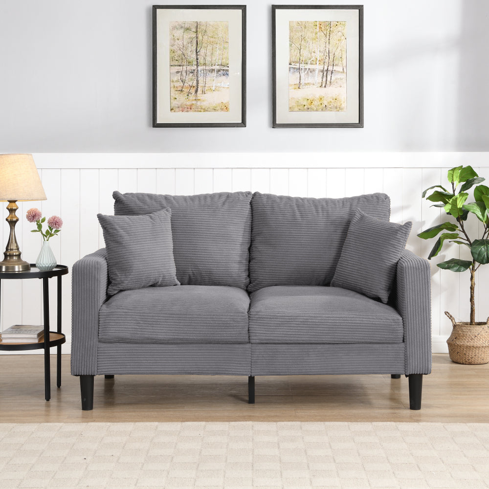 57 " High Resilience Loveseat Sofa, Wooden Frame 2 Seat Sofa, Comfy , Small Space Saving Modern Upholstered Sofa, Living Room Bedroom Apartment Small Space , Light gray