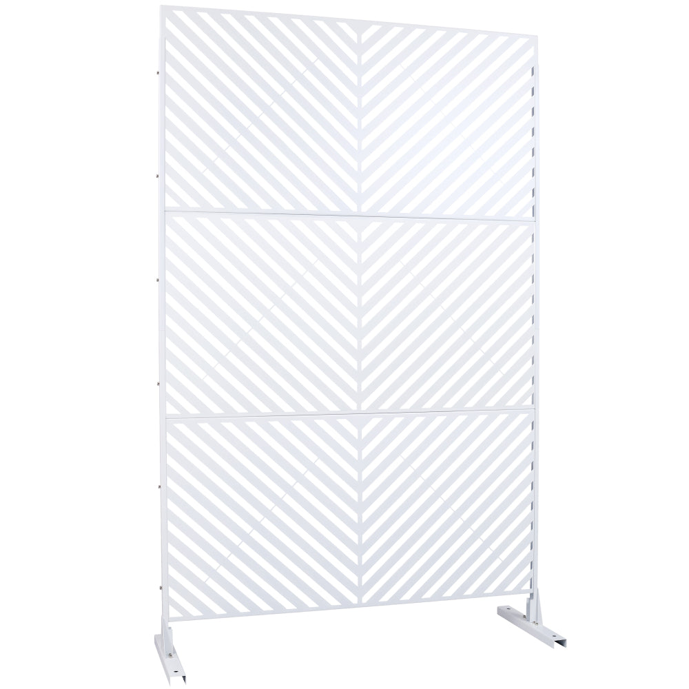 Outdoor & Indoor Privacy Screen Metal Privacy Screen 76" H×48" W, Freestanding Decorative Privacy Screen for Deck Balcony Patio, Privacy Fence Panels for Outside Lawn Garden PS113 WHITE
