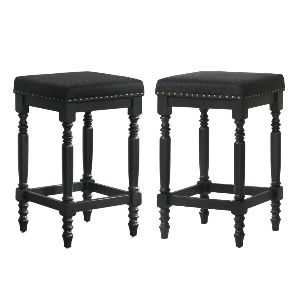 Set of 2 Dining Counter Height Chairs Modern Farmhouse Rustic Look Distressed Design Ladderback Solid Wood