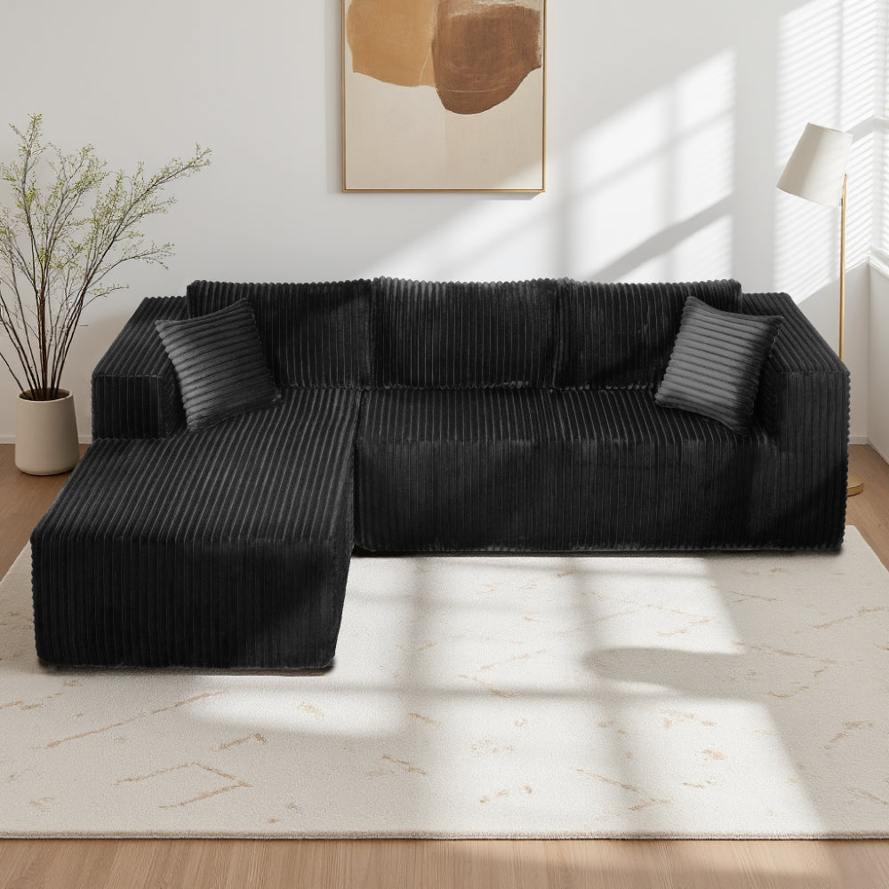 105" L-Shaped Modular Compression Sofa, Plush Upholstery, All-Foam Structure (No Springs), Vacuum-Packed, Space-Saving for Living Room, Bedroom, Apartment  (Left Chaise)