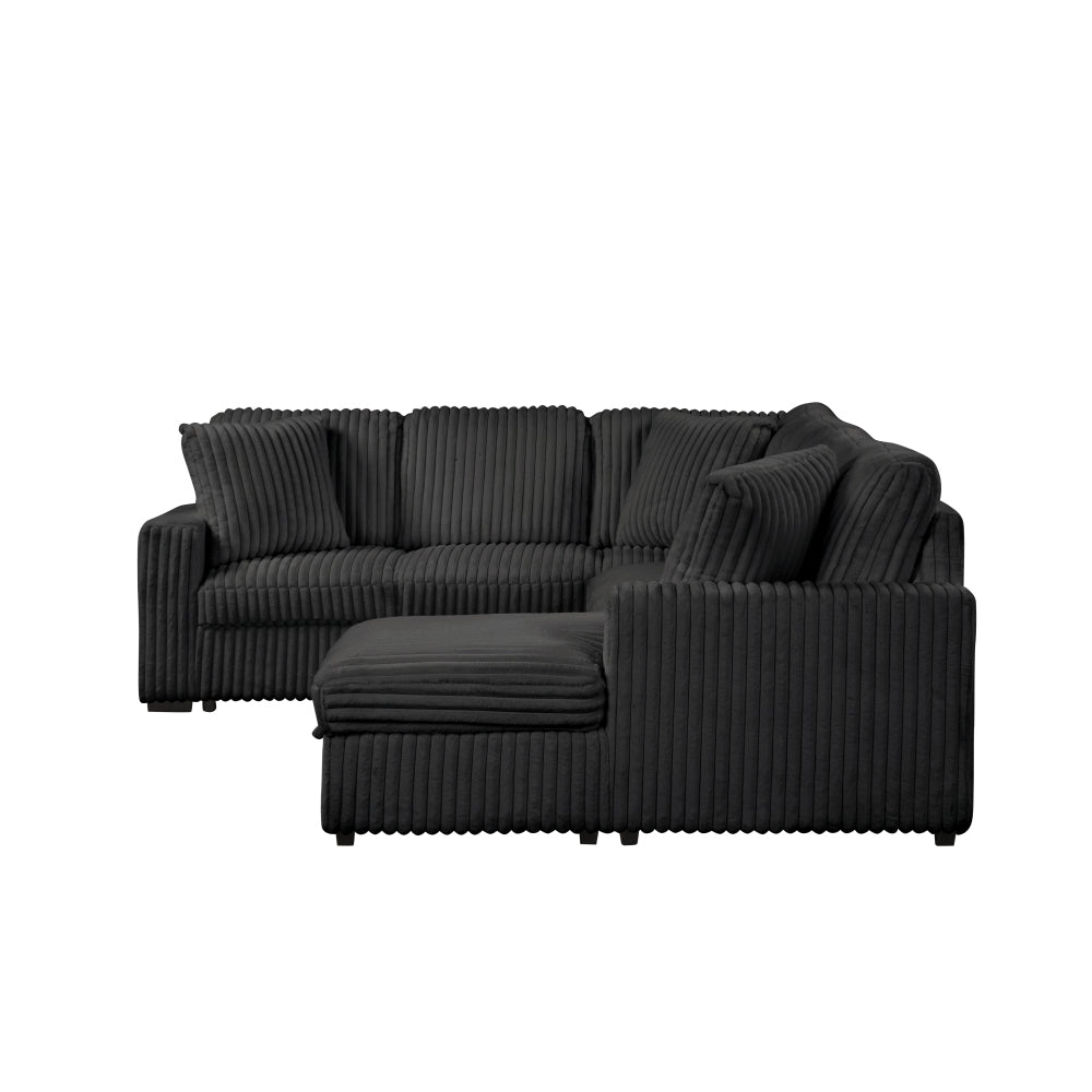 Grande Modern Style Sectional Sofa with USB-C, Sleeper Function & Storage Made with wood in Black (NJ INVENTORY)