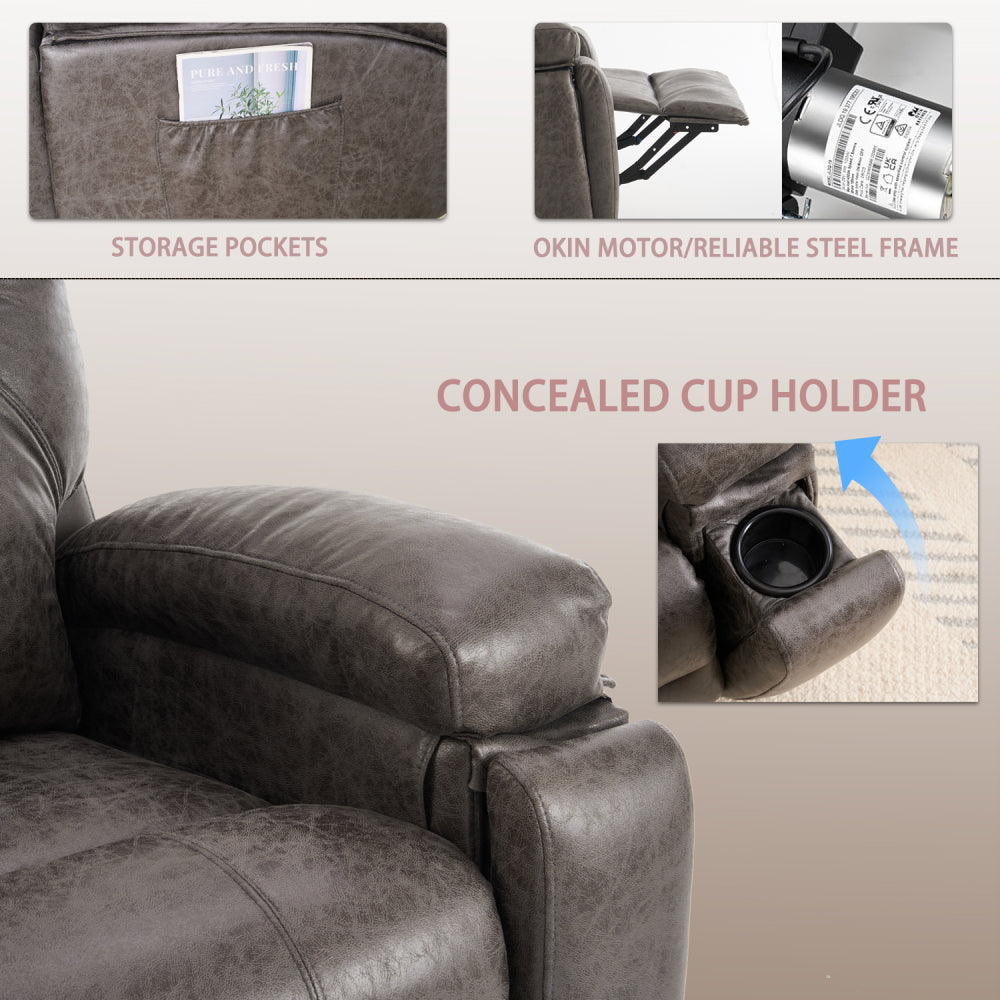 Power Lift Recliner Chair with Massage for Elderly, Overstuffed Wide Recliners, Heavy Duty and Safety Motion Reclining Mechanism