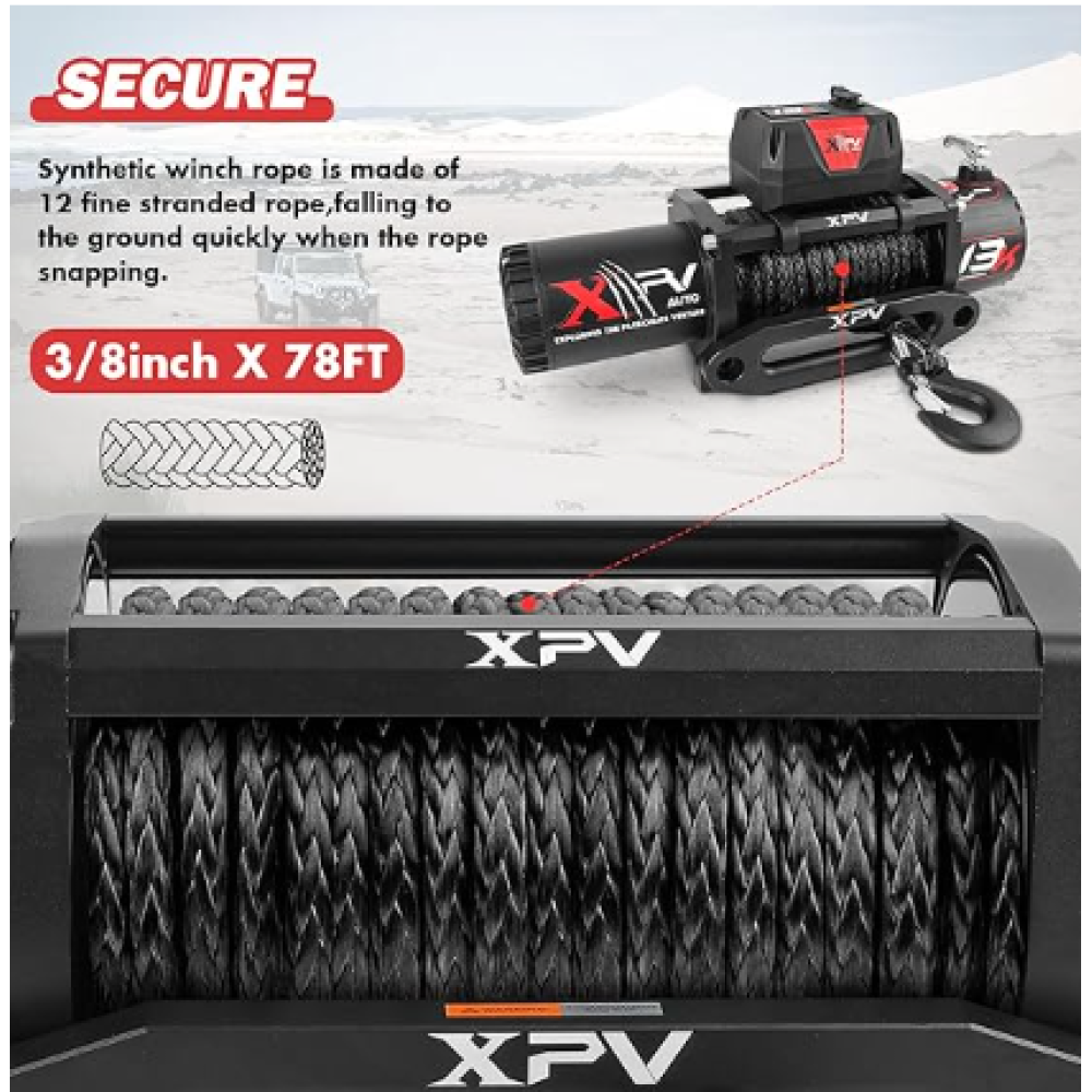 XPV 13000lb. Winch Synthetic Rope Electric Truck Winch Waterproof with Wireless Remotes