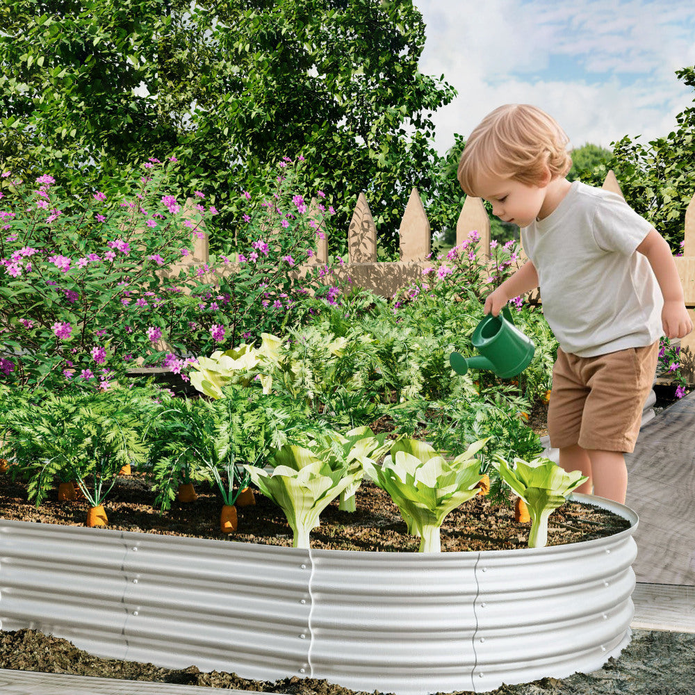 2Pcs 8x4x1ft Raised Garden Bed Kit, Galvanized Planter Raised Garden Beds for Outdoor for Vegetables,Flowers &Herbs, Heavy Duty, Rust-Resistant, Easy Assembly