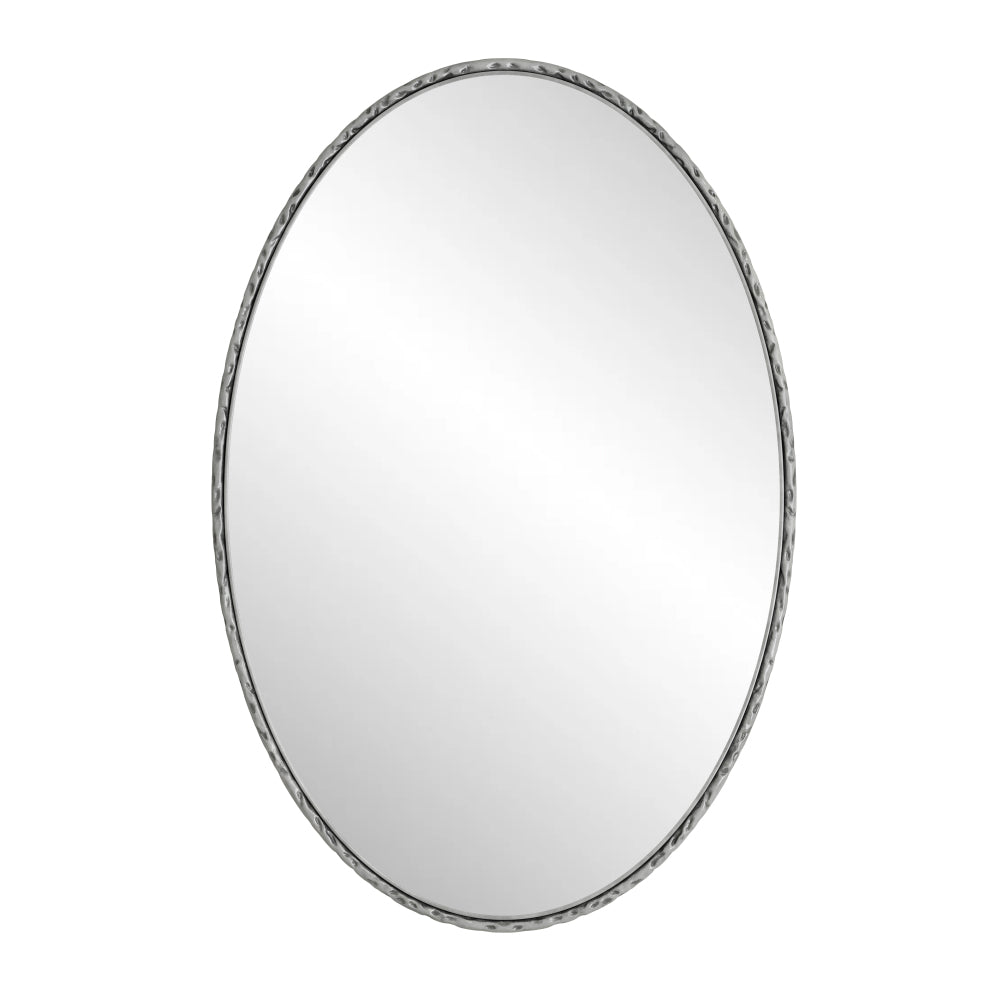 Iron Art Oval Retro Mirror, Antique Effect, Wall Hanging, Suitable For Bathroom, Bedroom, Living Room (Silver)