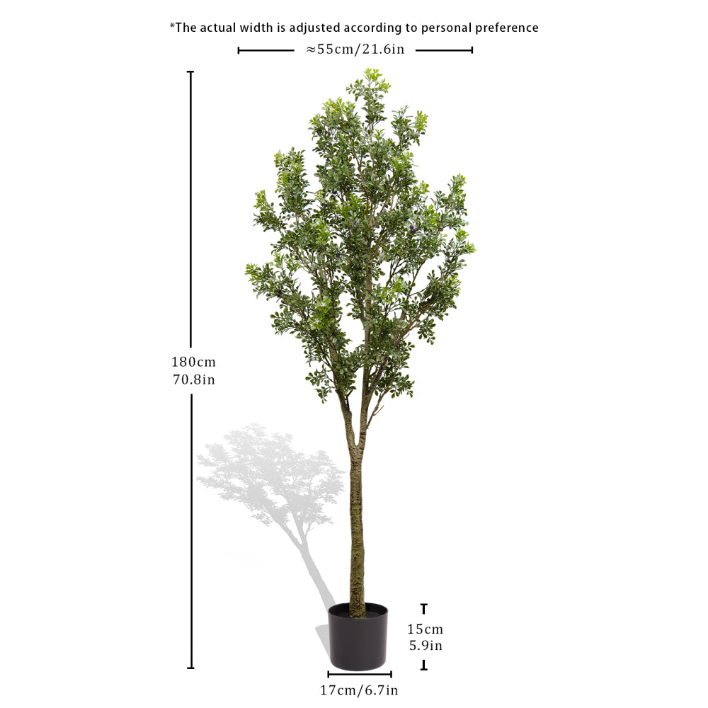 Artificial Olive Tree, 180cm Tall Faux Potted Plant with Olive Branches and Fruits for Indoor Home, Office, or Living Room Decoration, 1pc/set