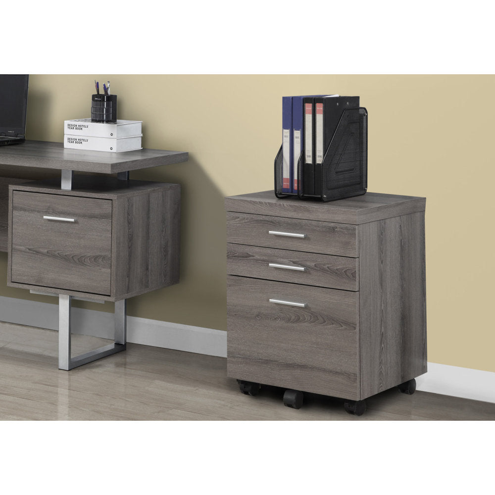 File Cabinet, Rolling Mobile, Storage Drawers, Printer Stand, Office, Work, Brown Laminate, Contemporary, Modern