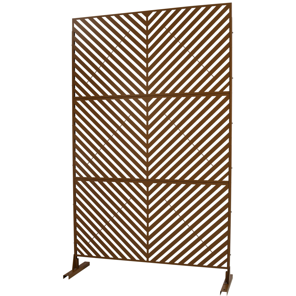 Outdoor & Indoor Privacy Screen Metal Privacy Screen 76" H×48" W, Freestanding Decorative Privacy Screen for Deck Balcony Patio, Privacy Fence Panels for Outside Lawn Garden PS113 BROWN