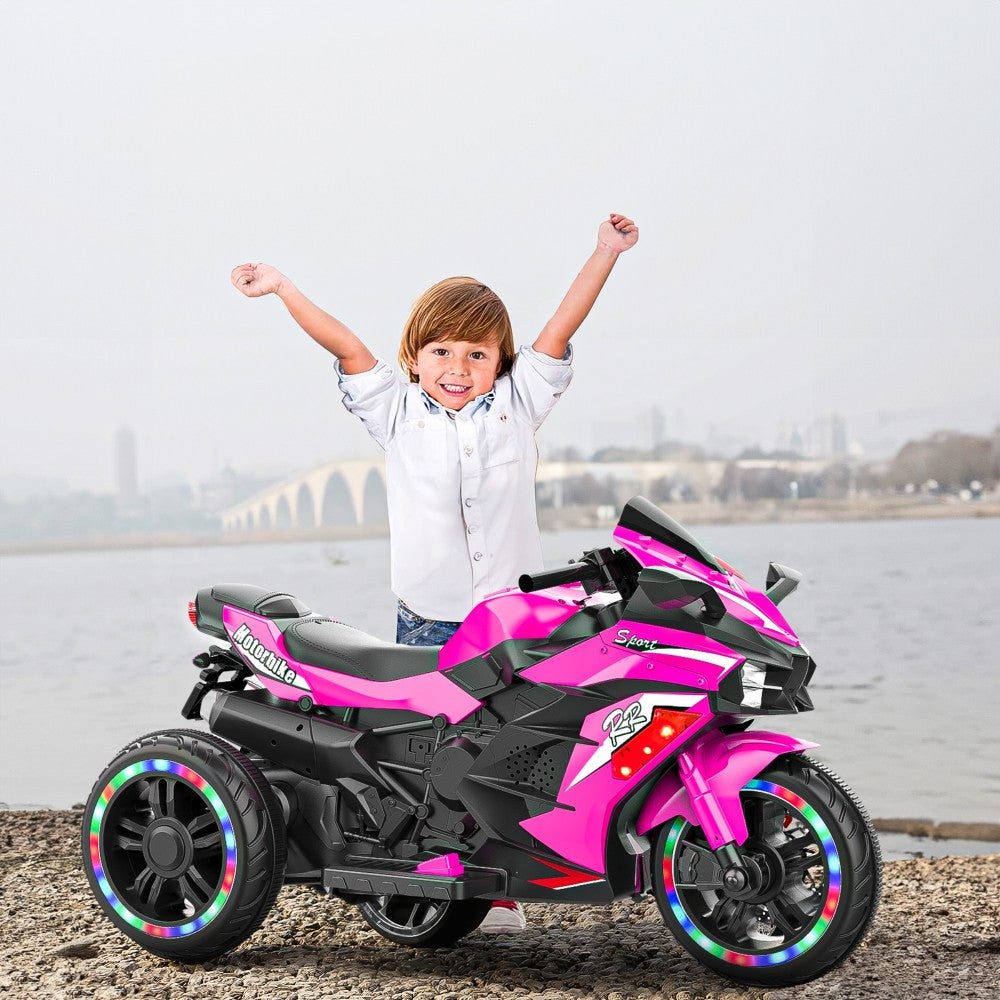 12V Kids Ride on Motorcycle, Electric Kids Motorcycle, Battery Powered Motorcycle for 3-6Years Old, Pink
