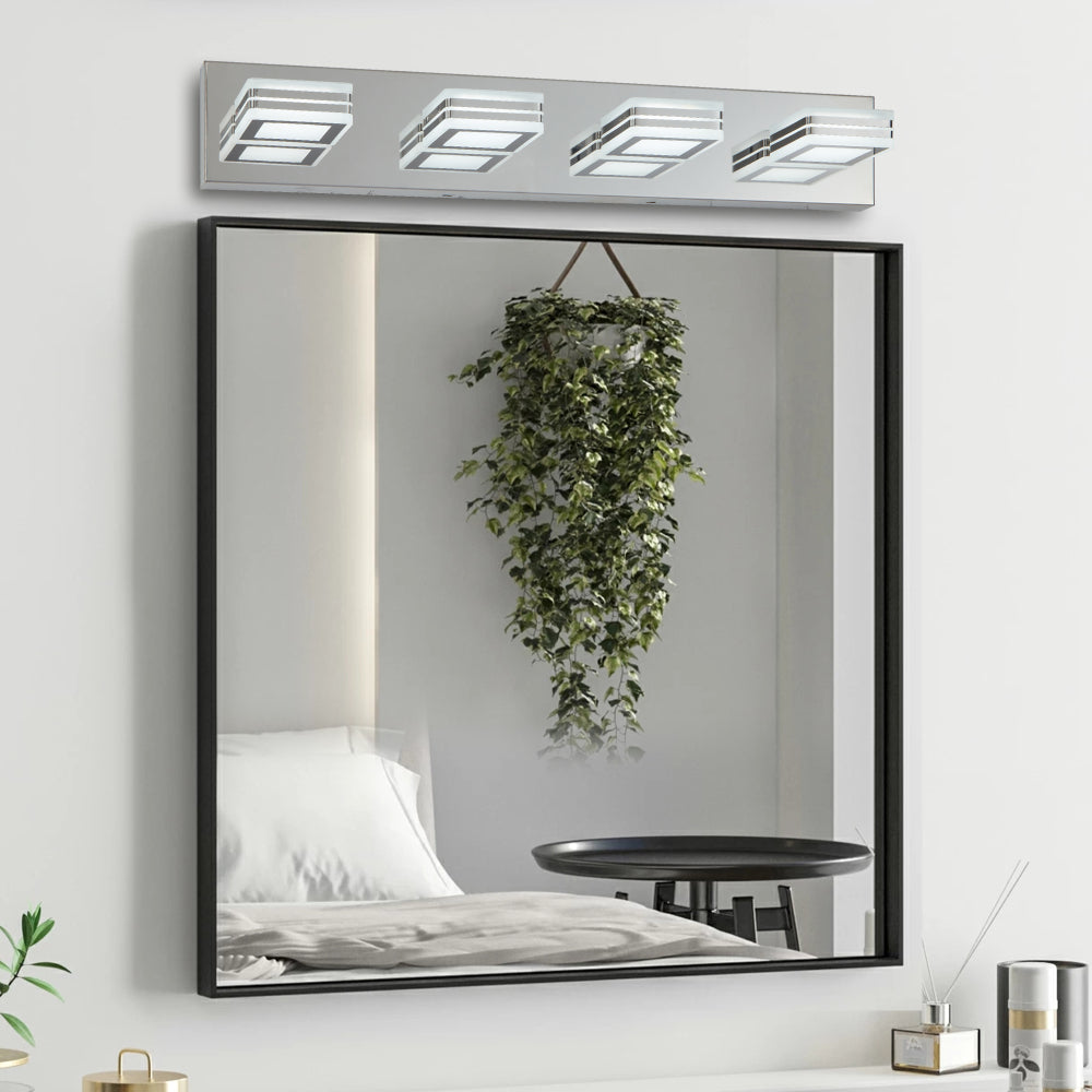 40" Modern 6-Light LED Vanity Light - Sleek Bathroom Wall Fixture, Iron & Acrylic, Dimmable & Energy-Efficient, Ideal for Mirror Lighting