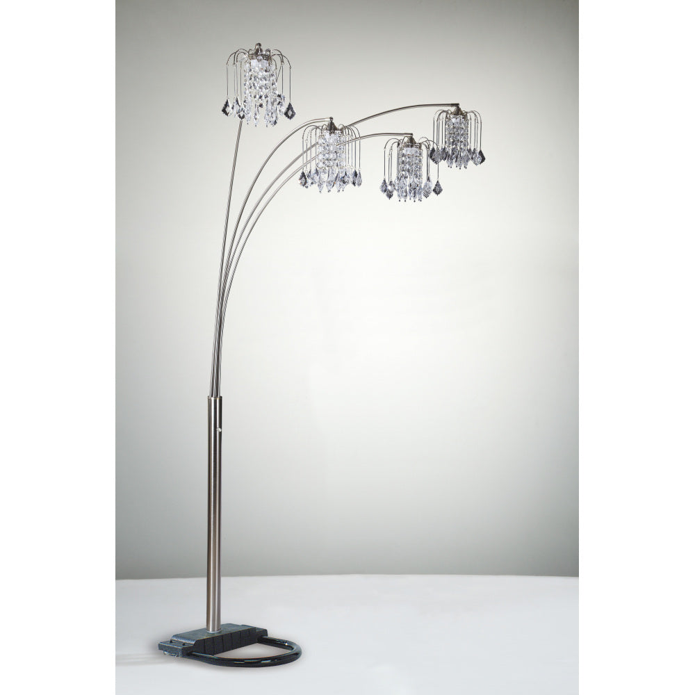 1pc Modern Design Classic Luxury Sleek Multi-head Floor Arc Lamp Half Moon Radiant Crystal-encrusted Sleek Metallic Stems Living Room Gold Arc Lamp