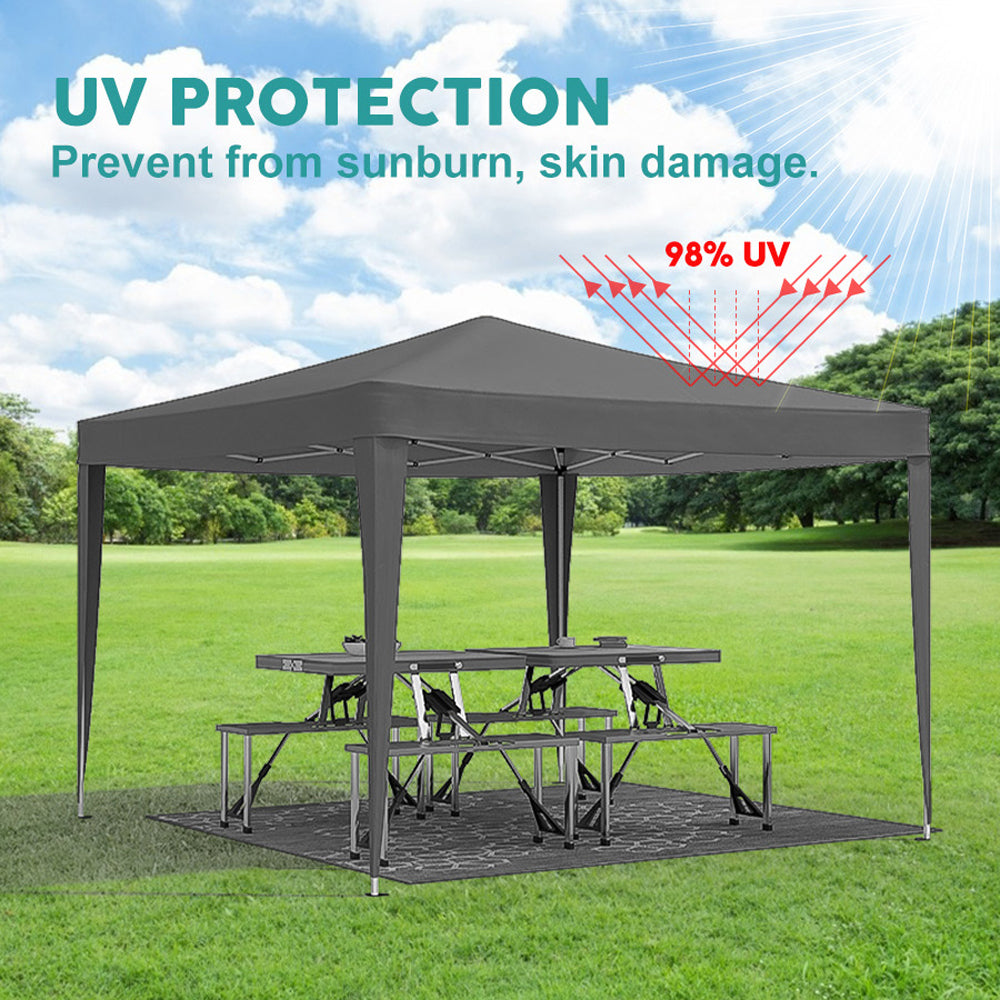 10'x10' Folding Canopy with 4 Removable Sidewalls Outdoor Event Shelter UPF 50+ Gazebo Portable Tents for Parties Beach Camping Wedding EZ Pop Up Canopy 4pcs Weight Bag + Carry Bag