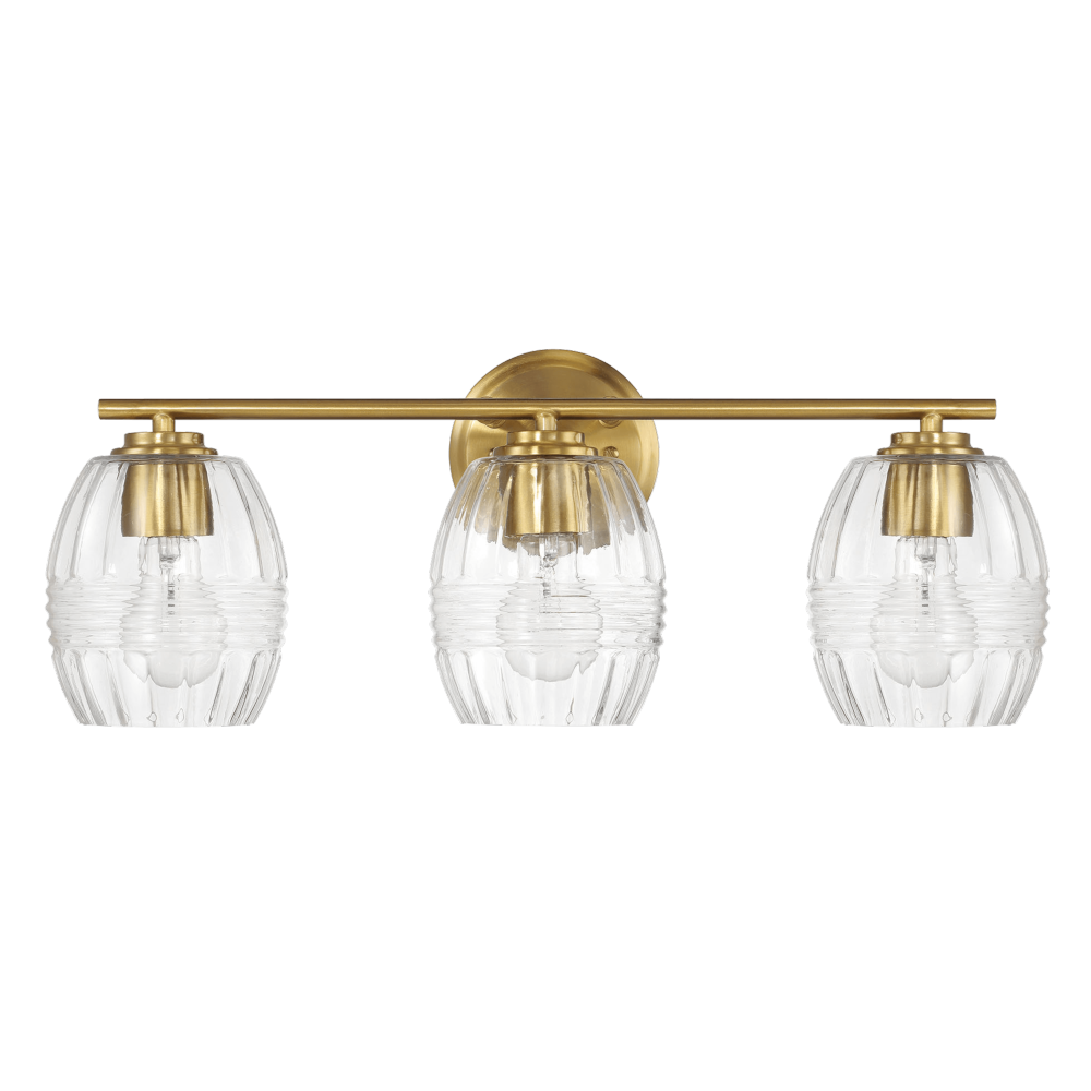 Luster Three Lights Vanity With Clear Glass for Bathrooms above Mirror  Wall Lamp - Satin Brass