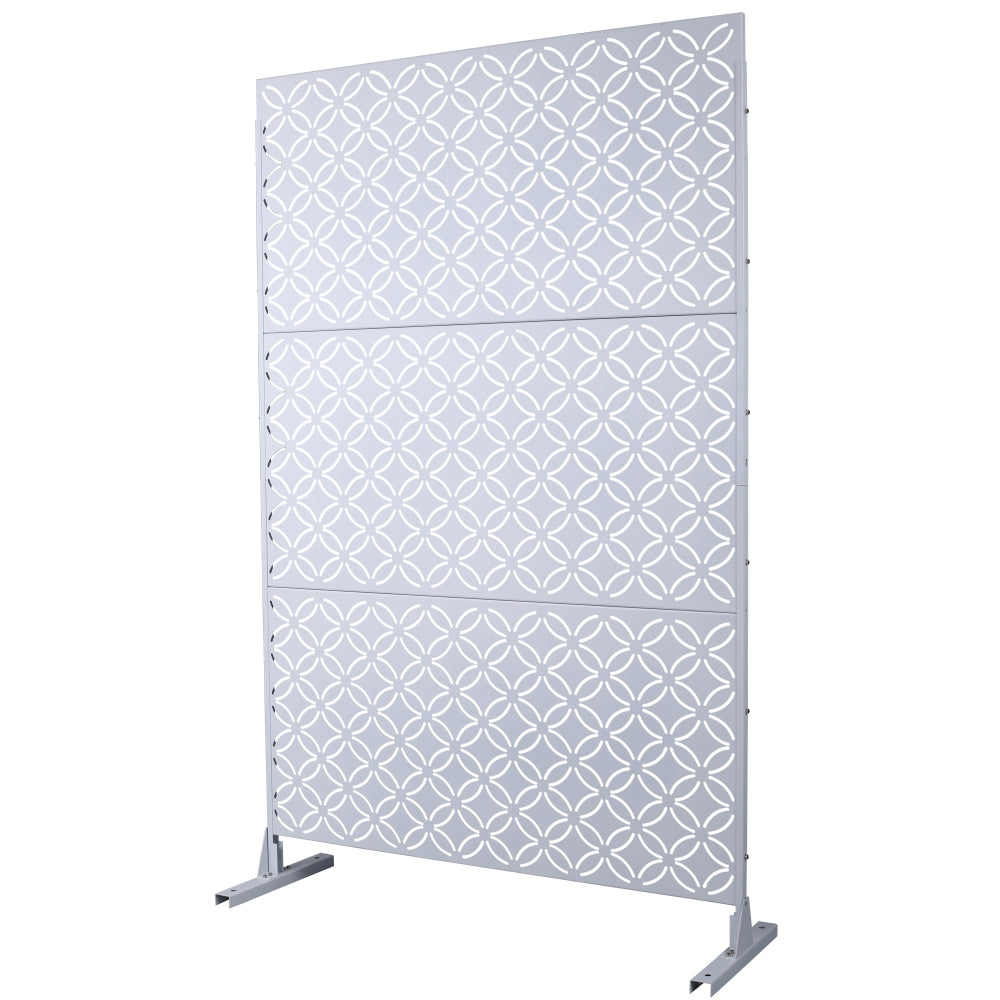 Outdoor & Indoor Privacy Screen Metal Privacy Screen 76" H×48" W, Freestanding Decorative Privacy Screen for Deck Balcony Patio, Privacy Fence Panels for Outside Lawn Garden PS107 WHITE