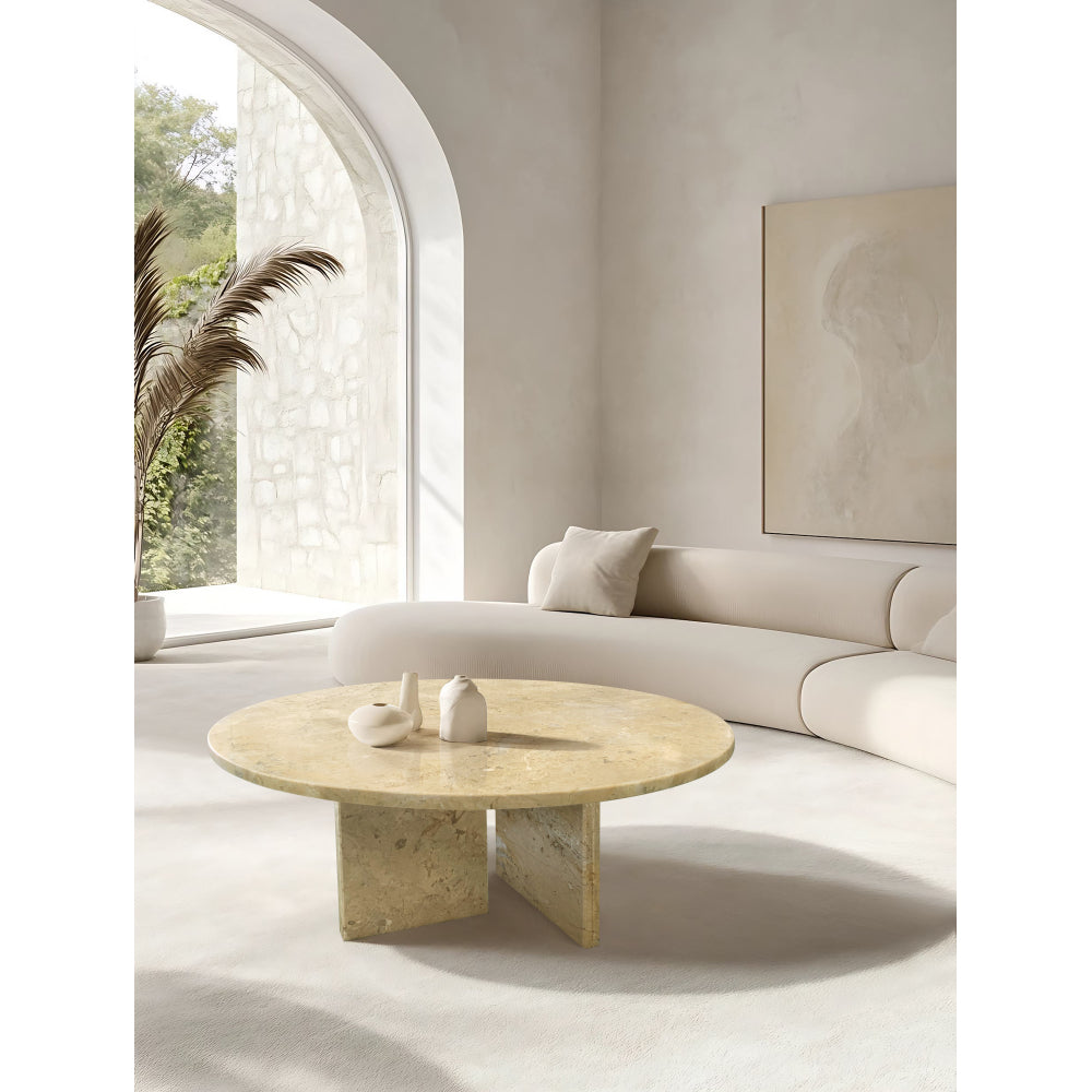Blue gray natural marble coffee table, small table, living room table, natural stone, Ø27.6 h12.6 Inch/Ø70 h32 cm, genuine marble, real marble