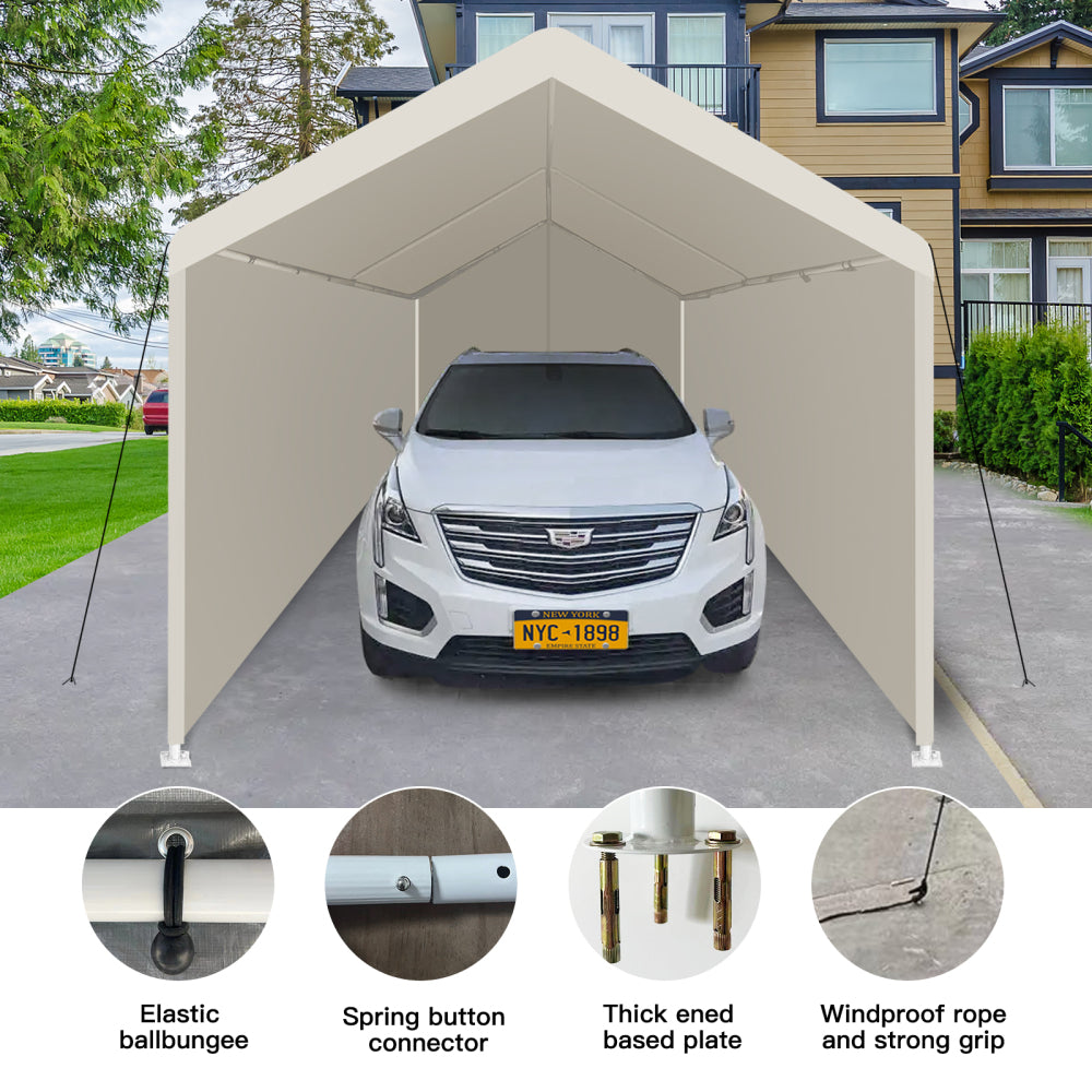 Carport, 12×20 Heavy Duty Portable Carport Garage Tent for Outdoor Storage Shelter white