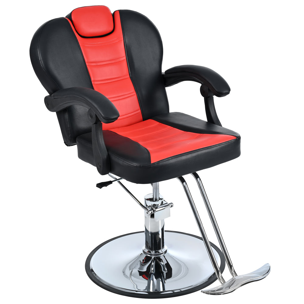 Classic Reclining barber Chair Salon Chair for Hair Stylist with Heavy Duty Hydraulic Pump, 360° Rotation, Tattoo Chair  Shampoo Beauty Salon Equipment,  Max Load Weight 330 Lbs, Red & Black
