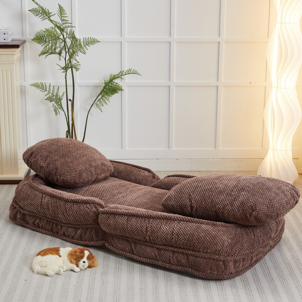 [VIDEO provided] Human Dog Bed ,Lazy Sofa Couch ,5 Adjustable Position,sit,sleep,fold,suit to put in bedroom, living room ,Space Saving Design ,Brown