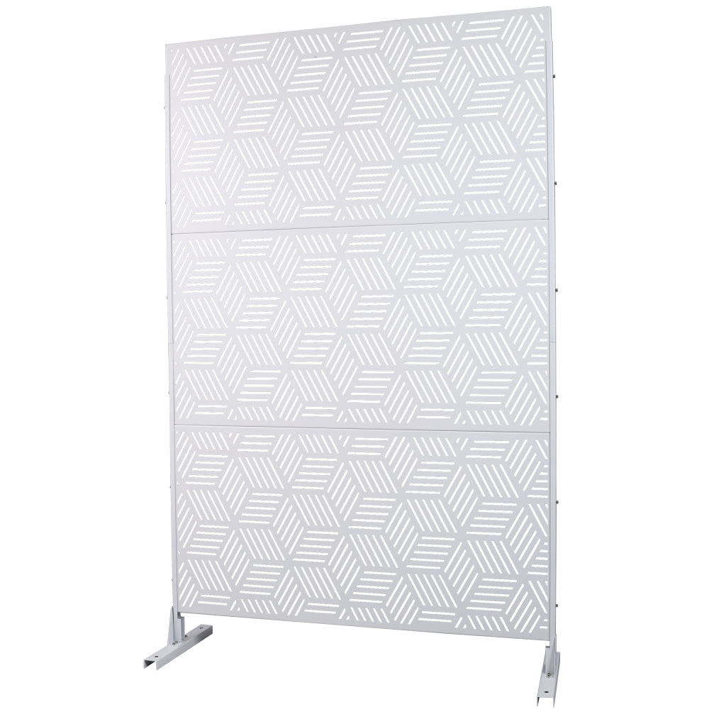 Outdoor & Indoor Privacy Screen Metal Privacy Screen 76" H×48" W, Freestanding Decorative Privacy Screen for Deck Balcony Patio, Privacy Fence Panels for Outside Lawn Garden PS116 WHITE