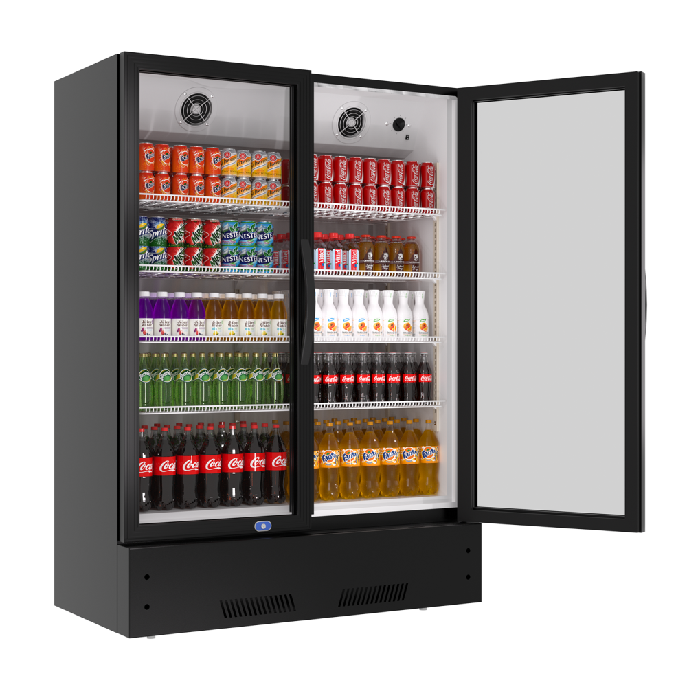 Commercial Display Refrigerator, Upright Swing Glass Door Merchandiser Fridge with LED Lightning, Reach-in Beverage Cooler for Shop Restaurant, ETL Approved, 17.1 Cu. Ft, Black