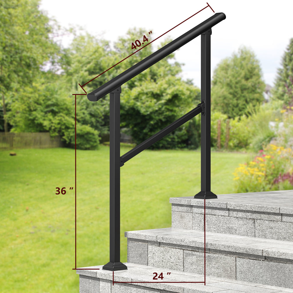 Hand Rails for Outdoor Steps, 2-3 Step Handrail 2 Pack