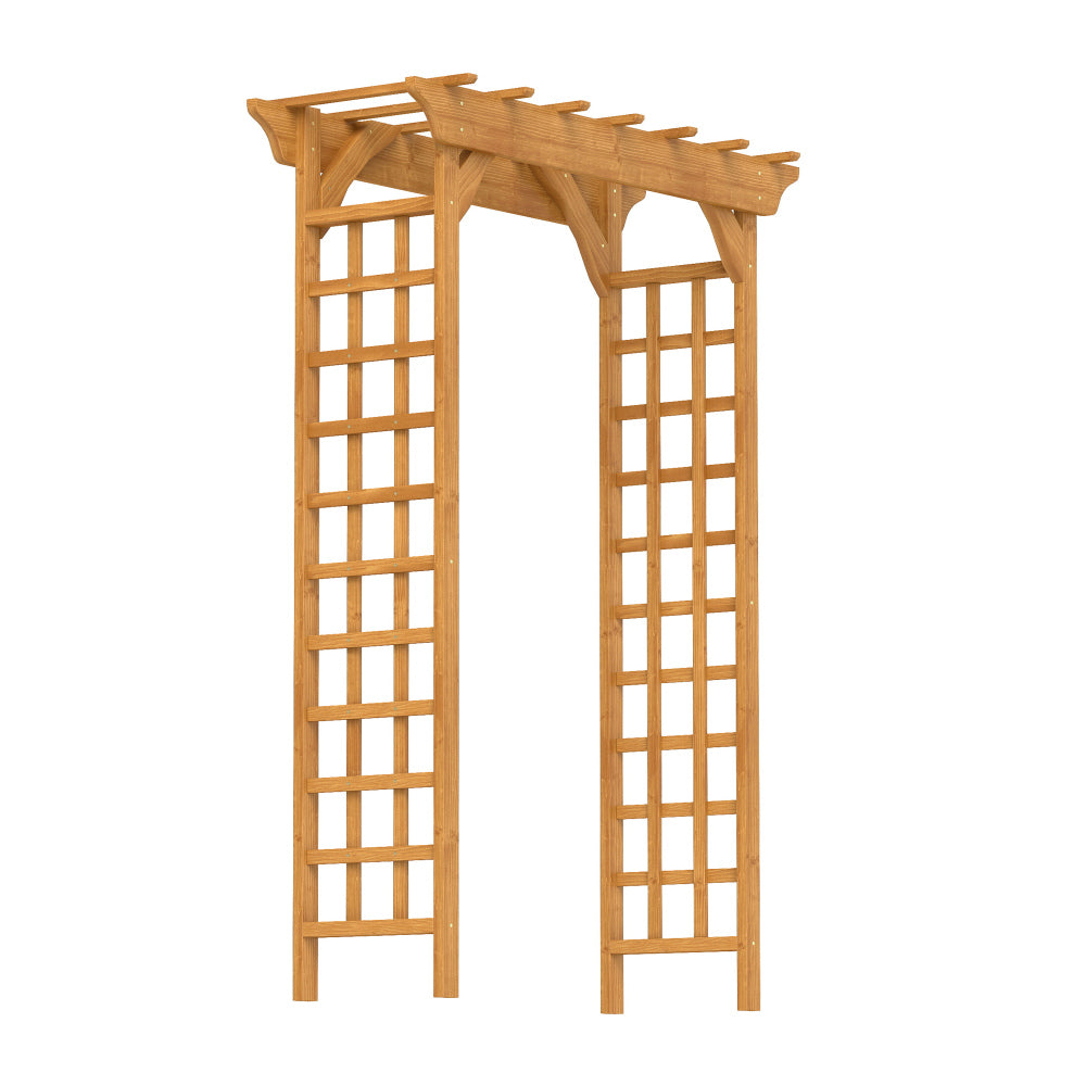 Raised Garden Bed with Trellis 2 Pack, Outdoor Wooden Planter Box & Plant Stand with Climbing Racks