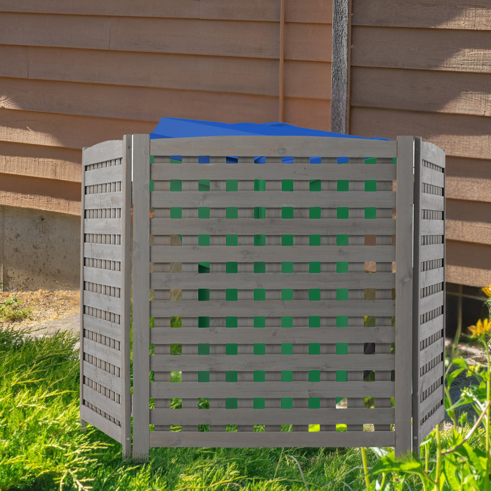 3-Panel Outdoor Air Conditioner Fence Screen, Outside Wood Privacy Fence, 32" W x 38" H